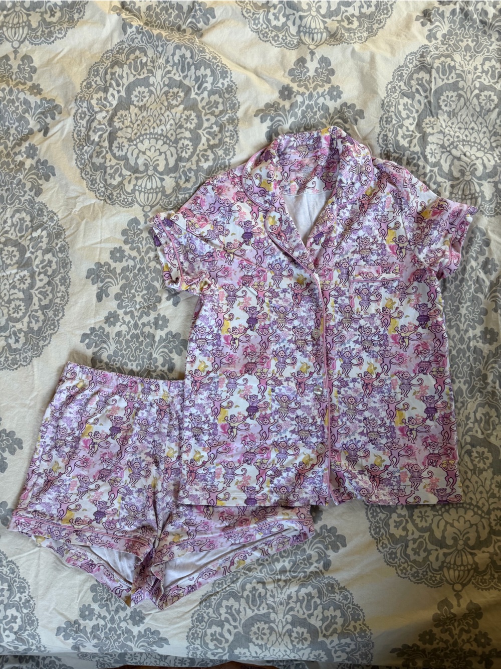 Roller Rabbit Pink Multi Printed Short Pajama Set